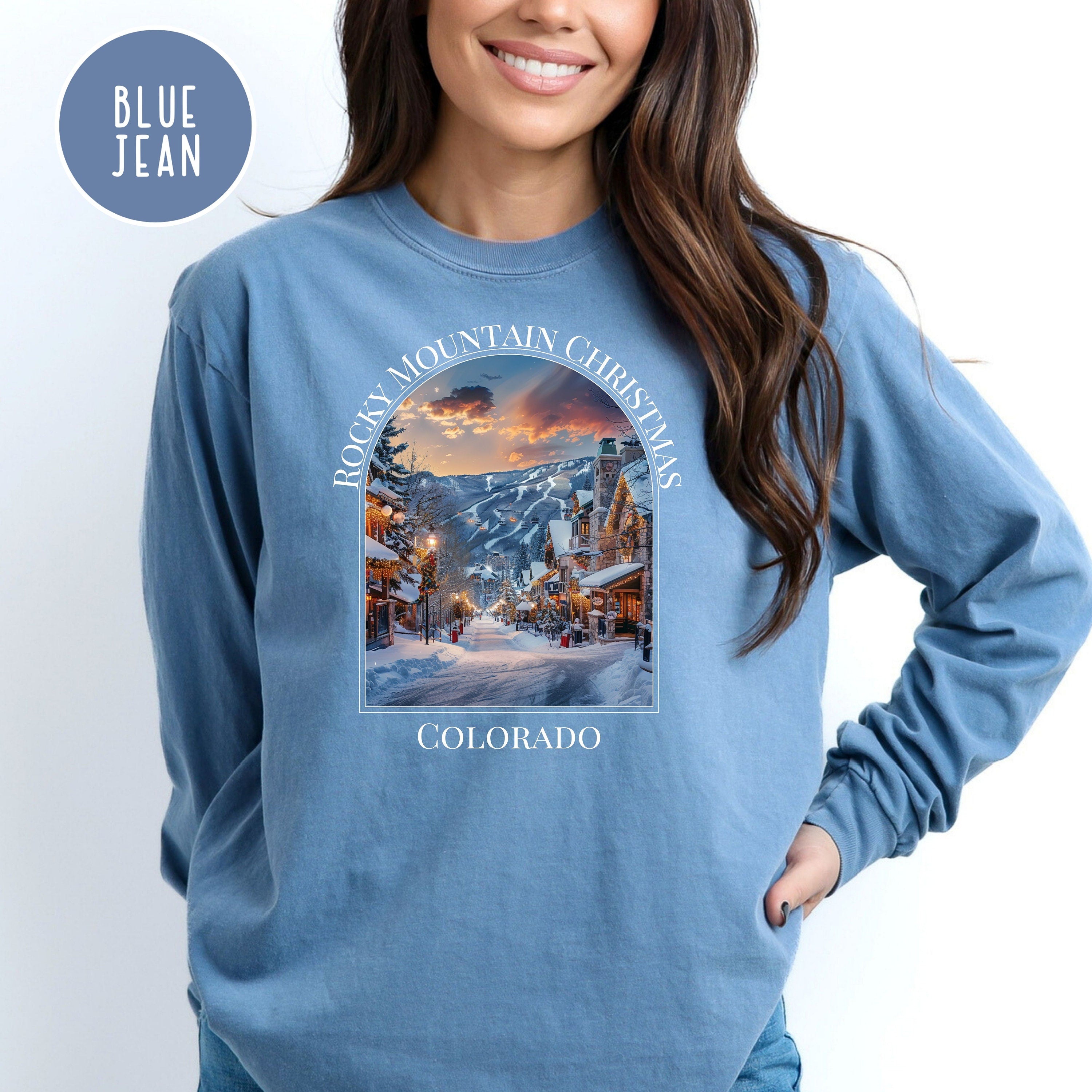 Rocky Mountain Christmas Comfort Colors® Long Sleeve Tee