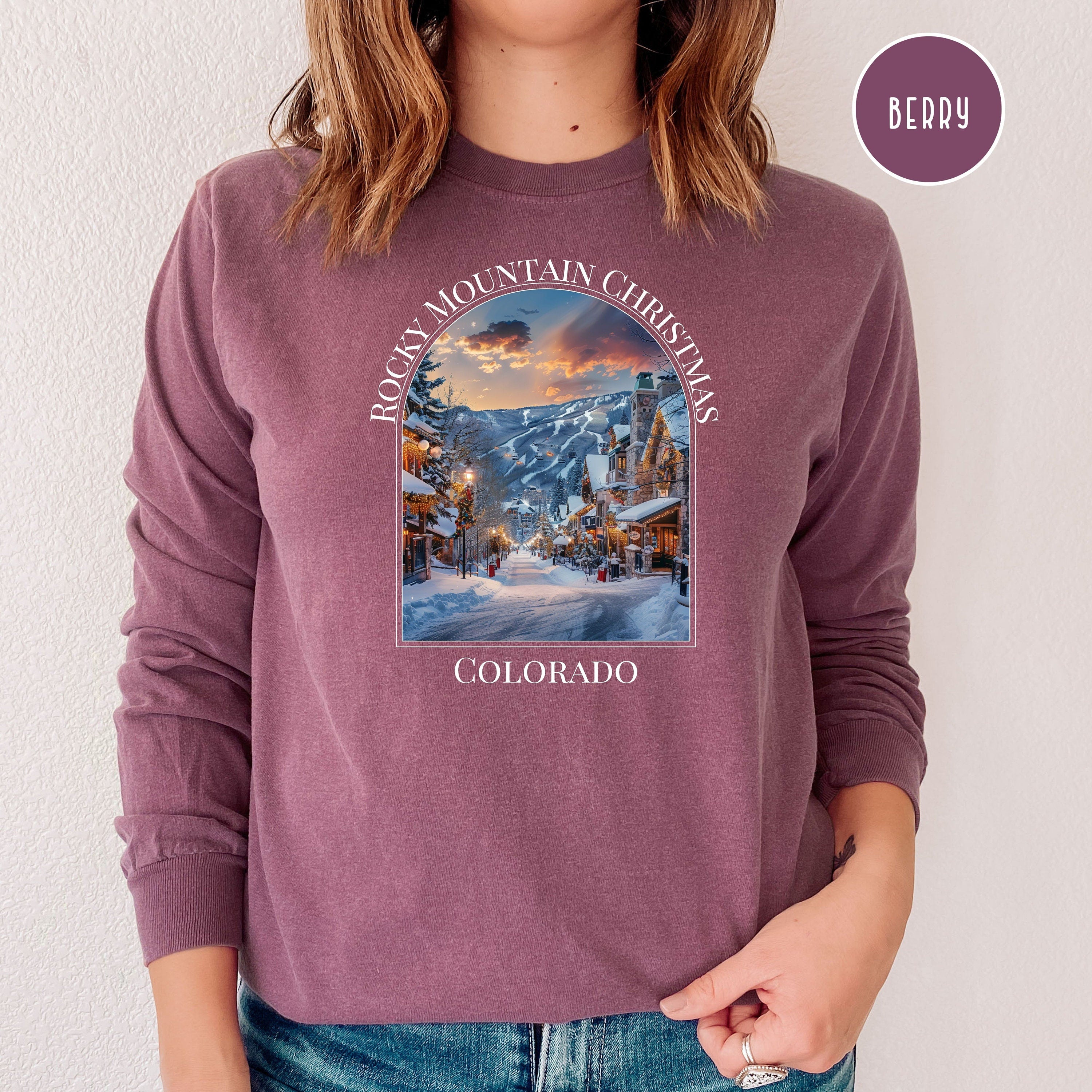 Rocky Mountain Christmas Comfort Colors® Long Sleeve Tee