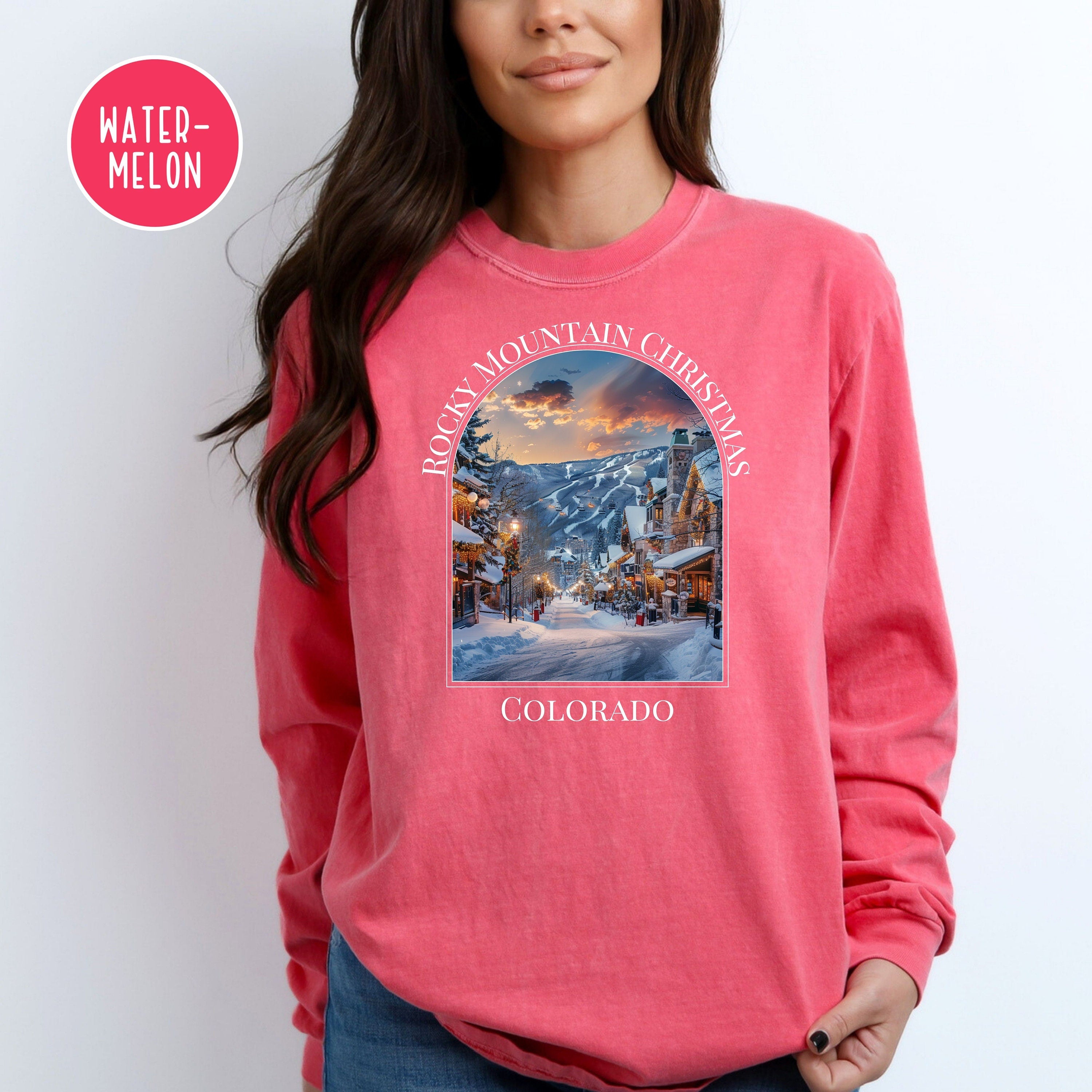 Rocky Mountain Christmas Comfort Colors® Long Sleeve Tee