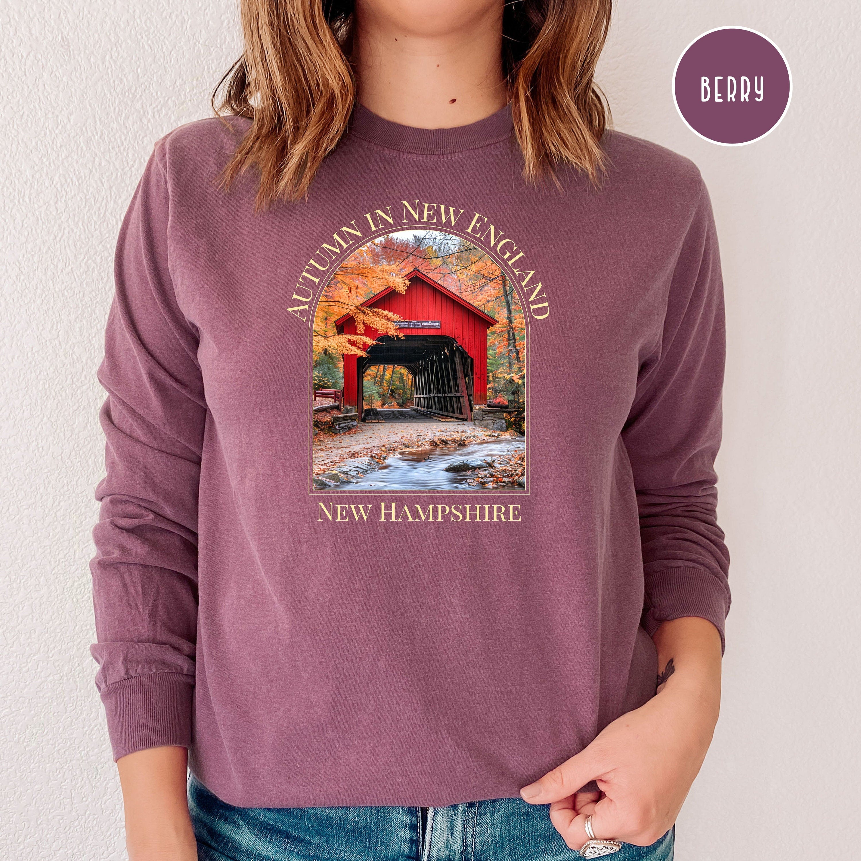 New Hampshire Covered Bridge Comfort Colors® Long Sleeve Tee