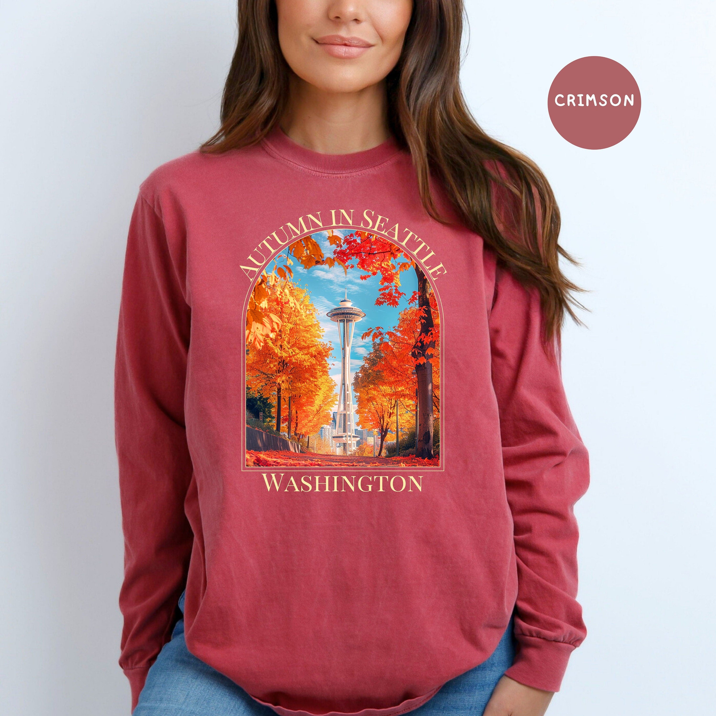 Seattle Washington Autumn Comfort Colors® Long Sleeve Tee