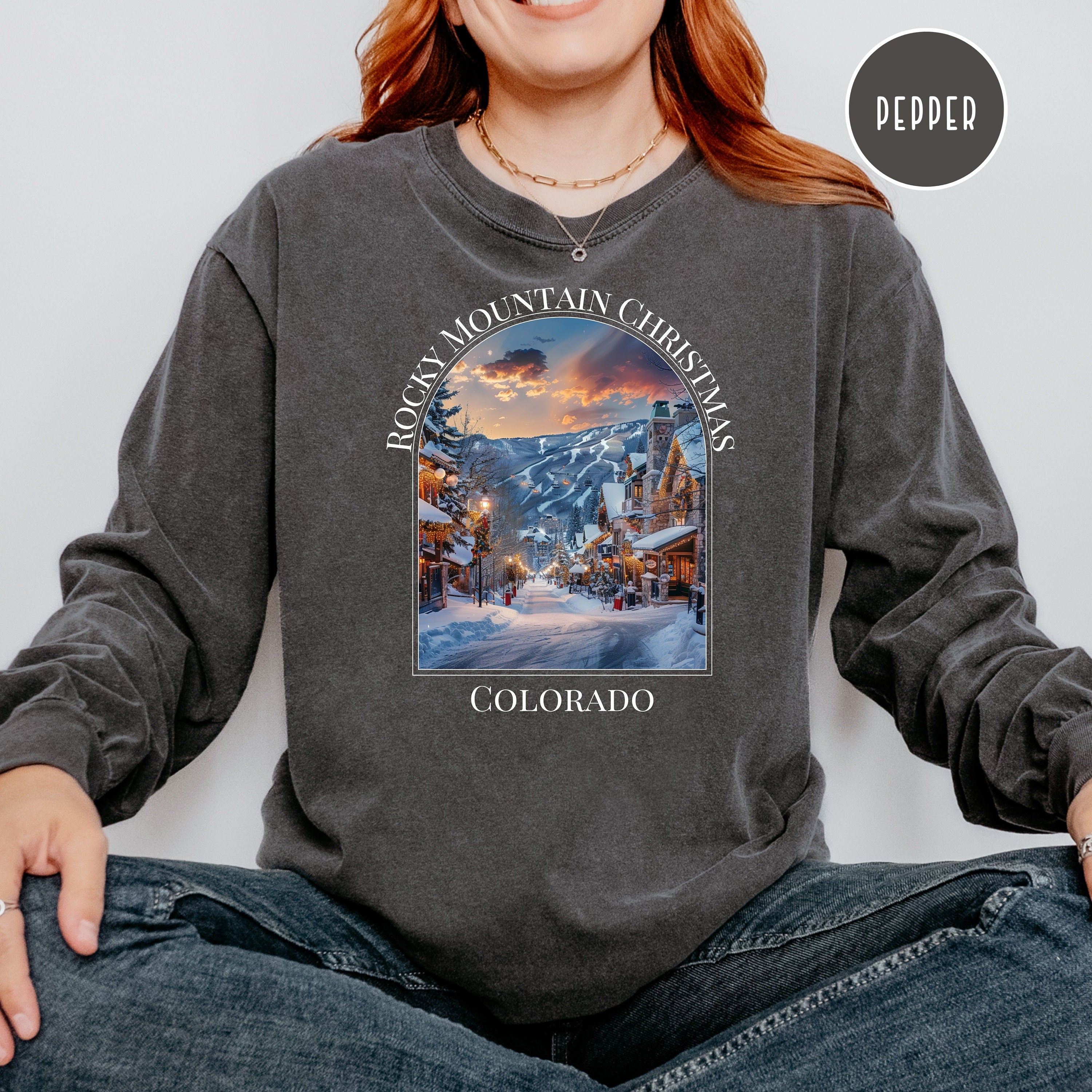 Rocky Mountain Christmas Comfort Colors® Long Sleeve Tee