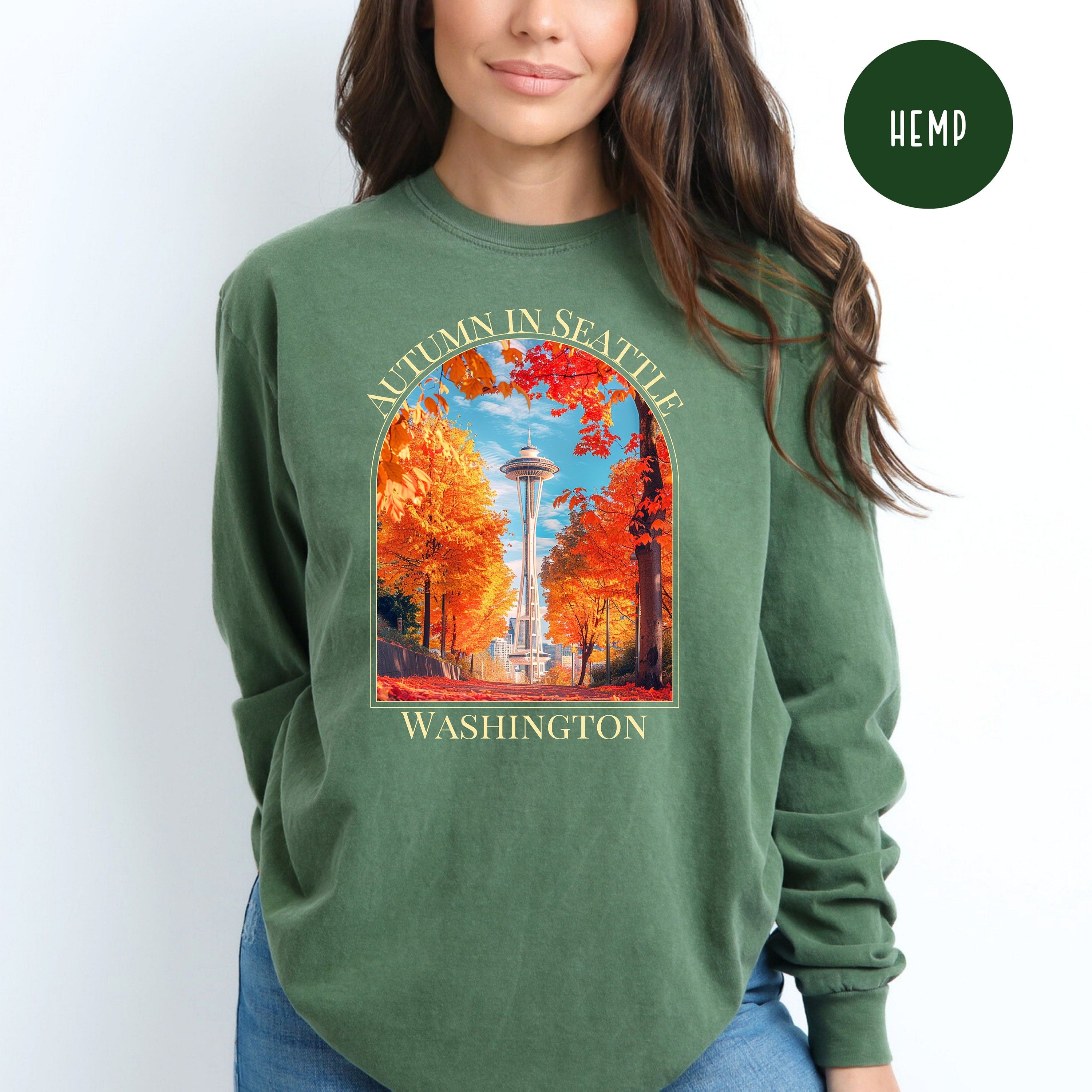 Seattle Washington Autumn Comfort Colors® Long Sleeve Tee