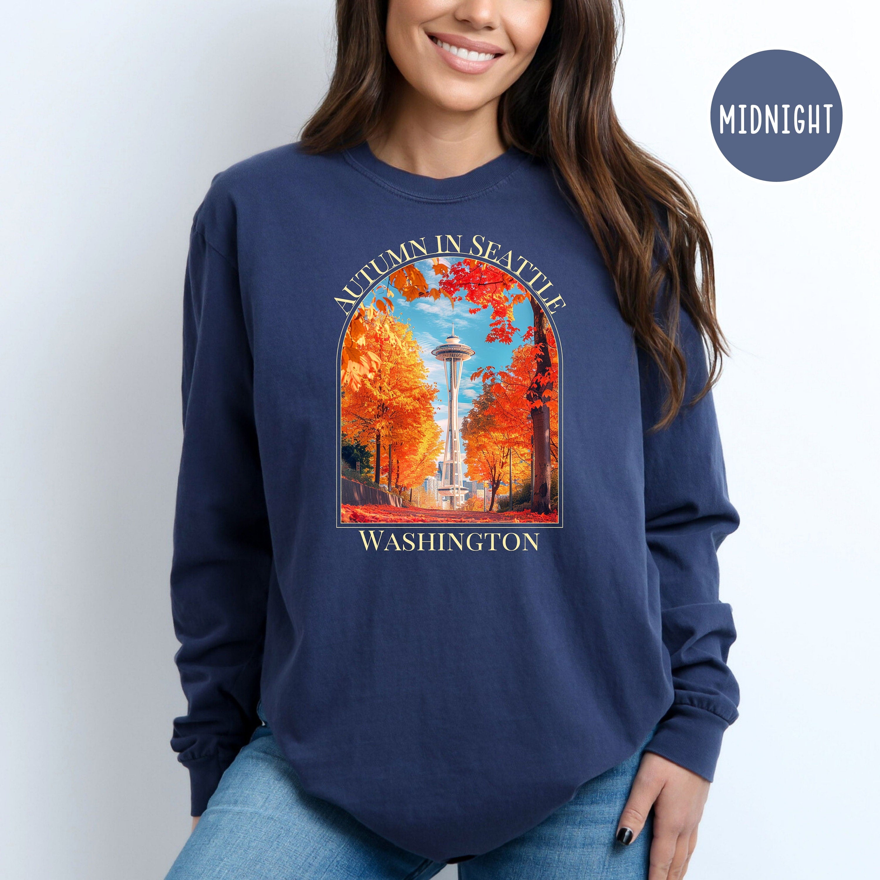 Seattle Washington Autumn Comfort Colors® Long Sleeve Tee