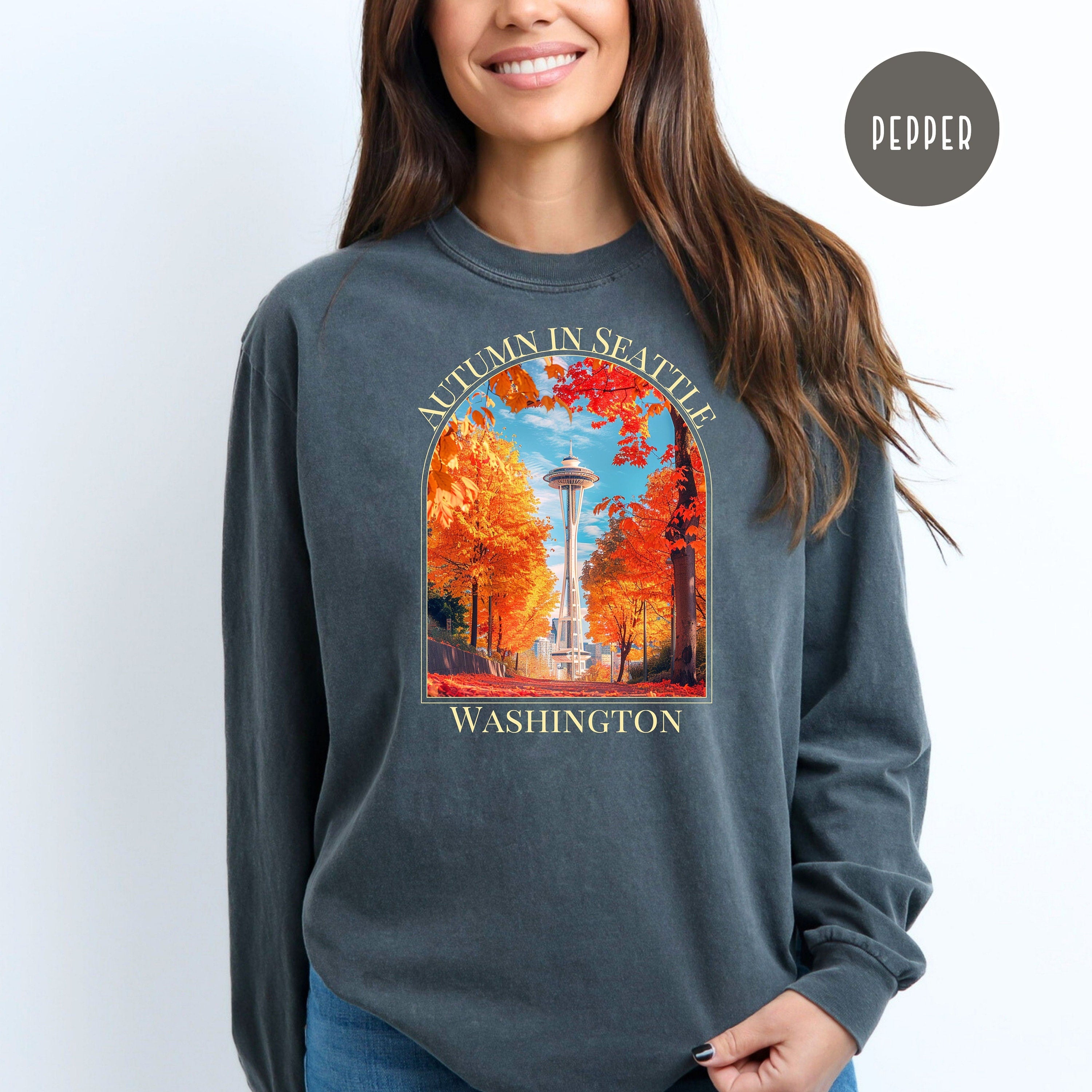 Seattle Washington Autumn Comfort Colors® Long Sleeve Tee