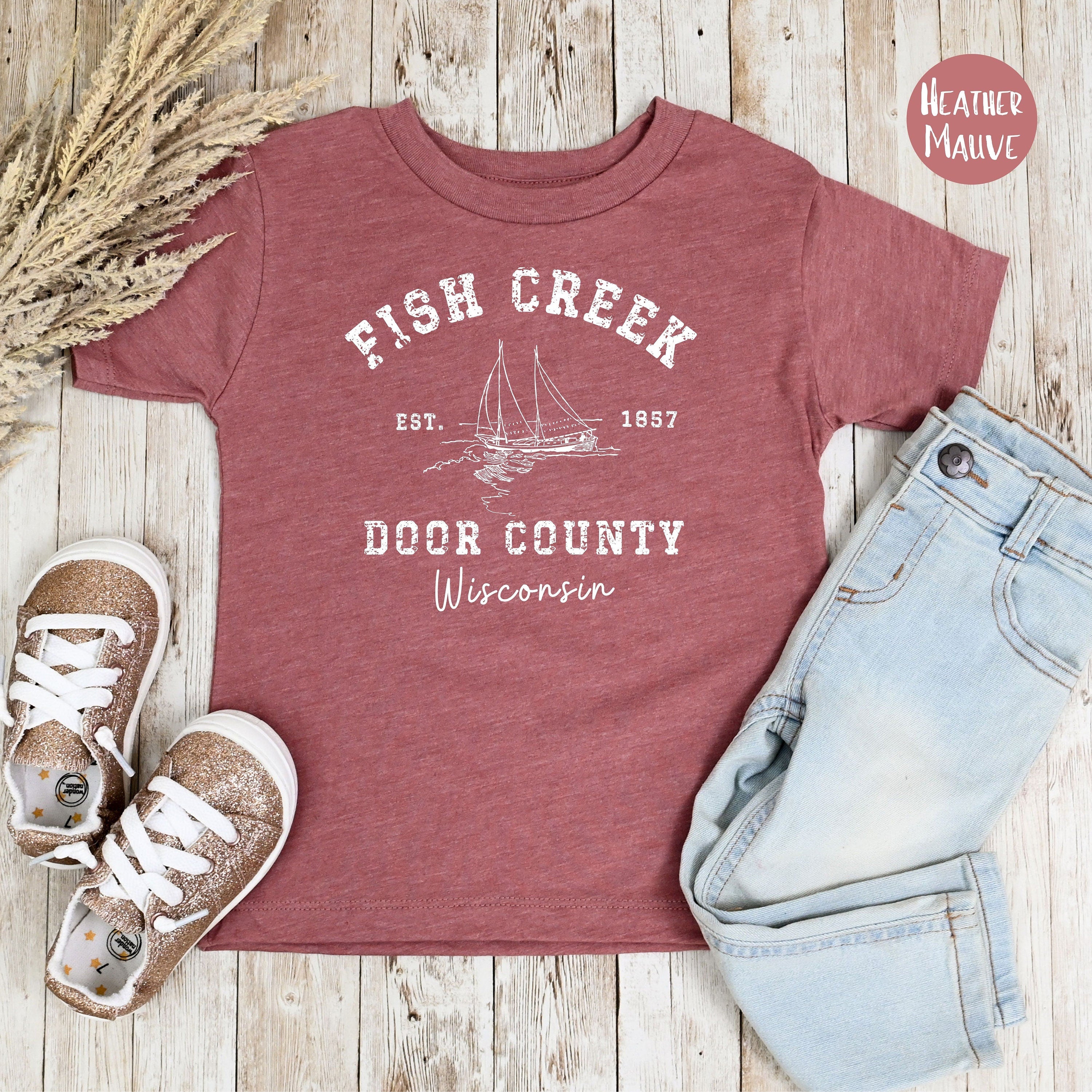 Fish Creek Wisconsin Toddler Short Sleeve Bella Canvas Tee, Fish Creek Door County Vacation Gift, Fish Creek Toddler Tee, Door County Tee
