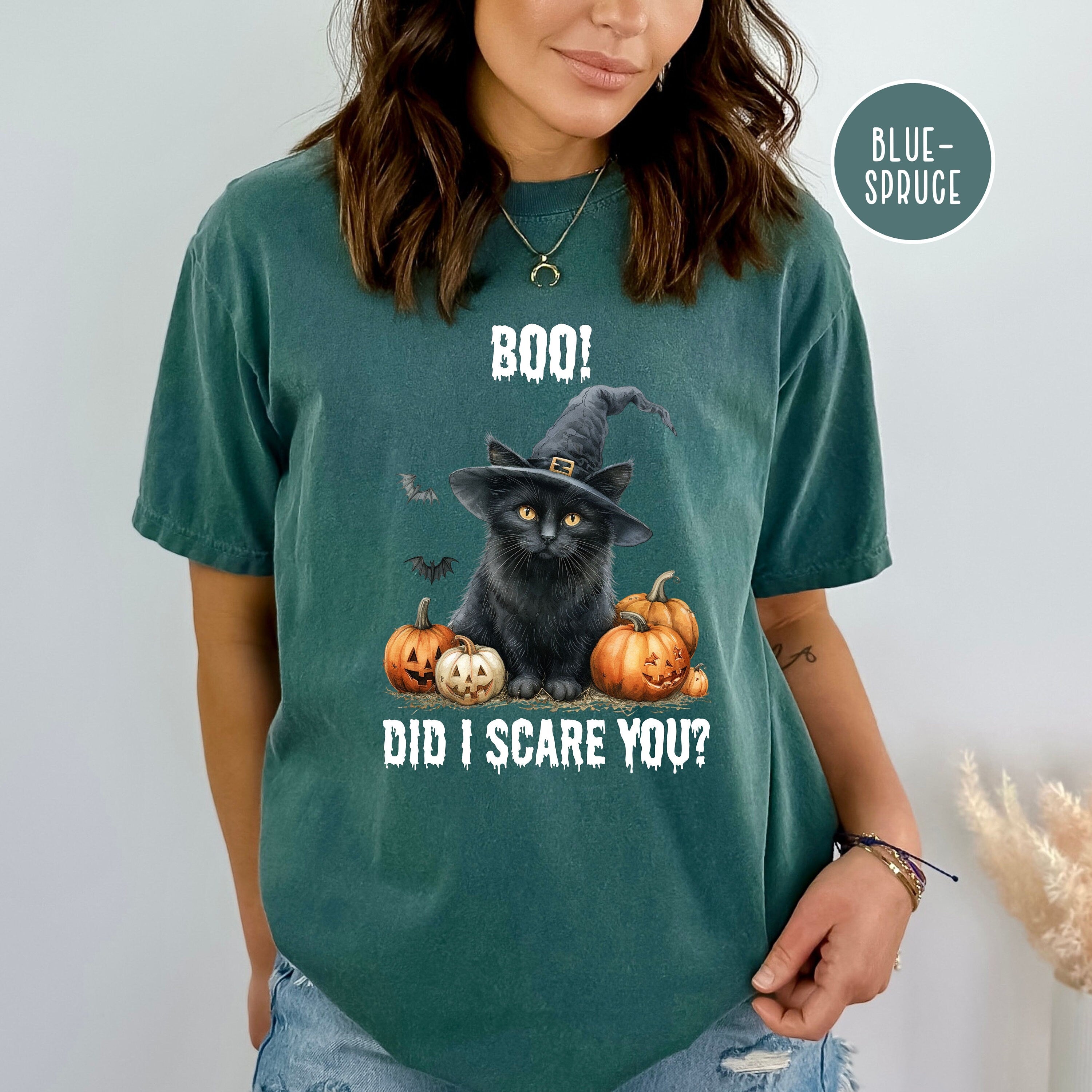 Funny Black Cat Comfort Colors® Halloween Tee Shirt, Boo Halloween Shirt, Cat Lover Halloween Gift Tee, Halloween Cute Cat Party Gift Shirt